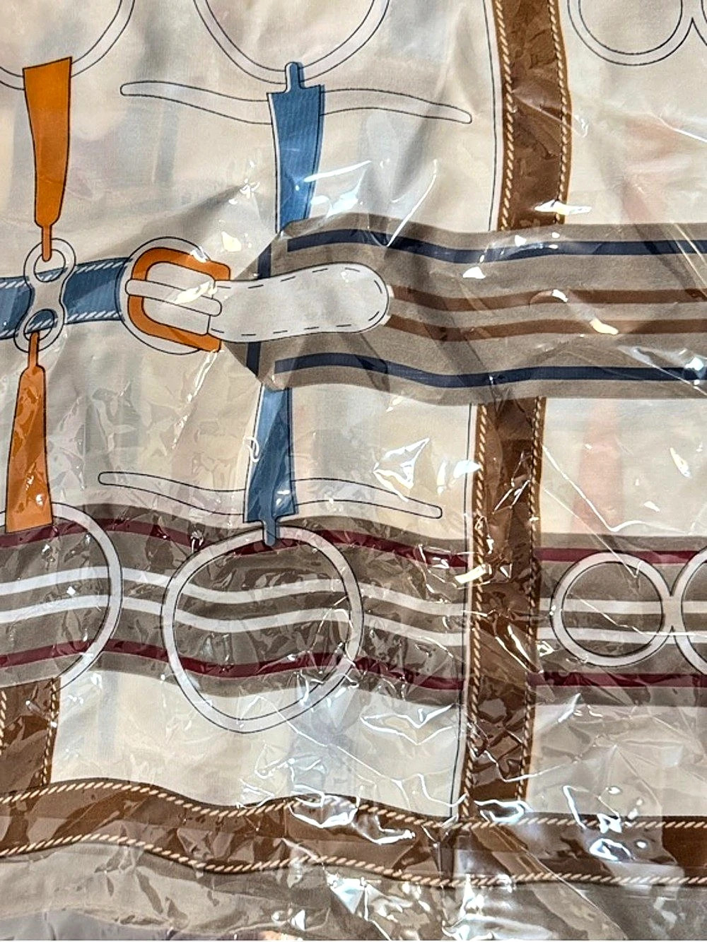 Silk Scarf Geometric White & Brown